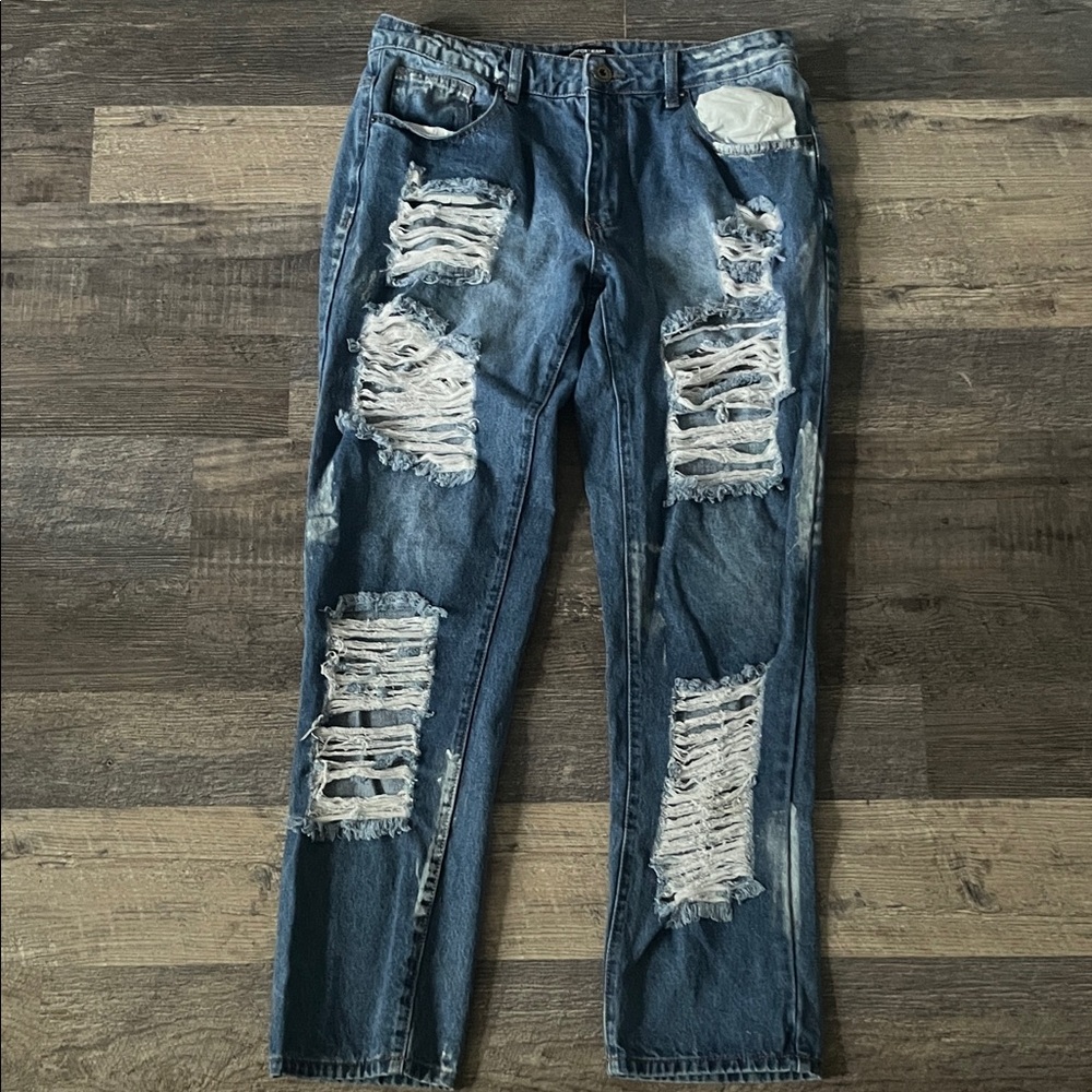 Women's Distressed Blue Jeans